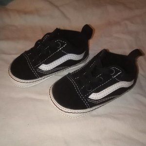 VANS OLD SKOOL INFANT CRIB SHOES - BLACK/TRU WHITE